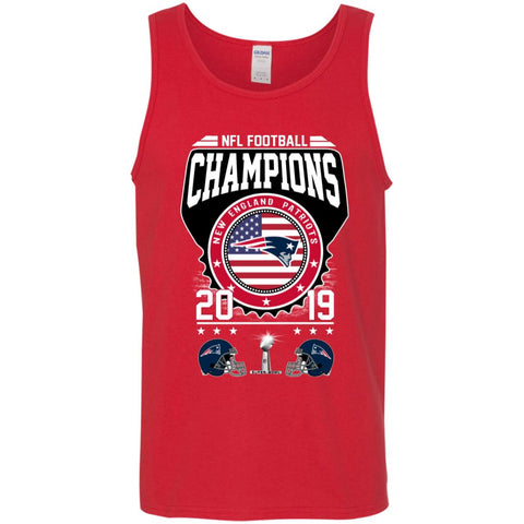 Nfl – Football Champions New England Patriots Super Bowl 2019 Men Cotton Tank Red / X-Small Men Cotton Tank - parenttees