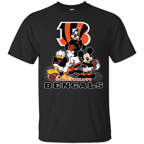 Mickey Mouse Cincinnati Bengals American Football Nfl Sports Shirt Men Cotton T-Shirt Black / S Men Cotton T-Shirt - parenttees