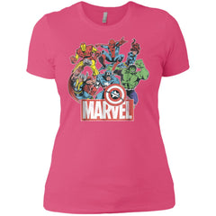 Marvel Avengers Team Retro Comic Vintage Graphic Women Cotton T-Shirt Women Cotton T-Shirt - parenttees