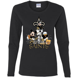 Nfl – New Orleans Saints Donald Duck Goofy Mickey Mouse Super Bowl 2019 Football Women Long Sleeve Shirt