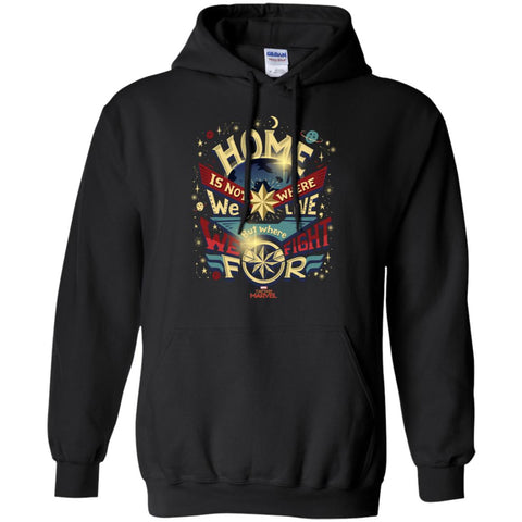 Captain Marvel Home Is What We Fight For Pullover Hoodie Sweatshirt Black / S Pullover Hoodie Sweatshirt - parenttees