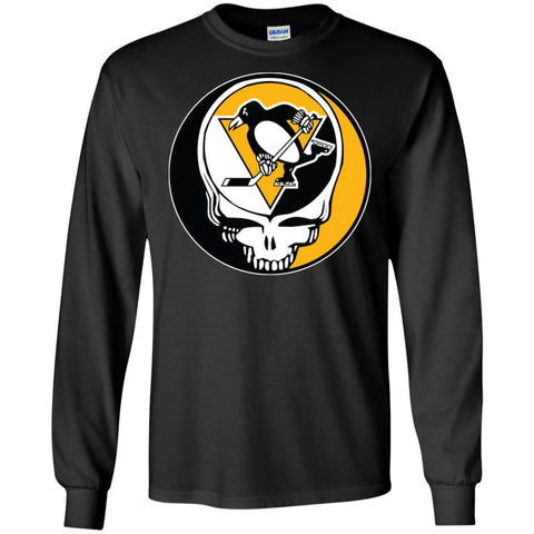 Pittsburgh Penguins Grateful Dead Steal Your Face Hockey Nhl Shirts Men Long Sleeve Shirt Black / S Men Long Sleeve Shirt - parenttees