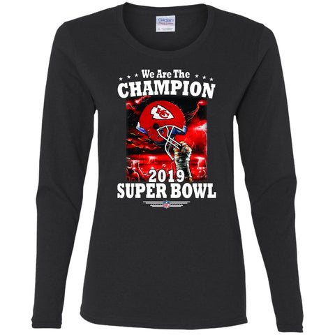 Nfl – Kansas City Chiefs We Are The Champion 2019 Super Bowl Football Women Long Sleeve Shirt Black / S Women Long Sleeve Shirt - parenttees