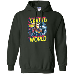 Captain Marvel Saving The World Portrait Pullover Hoodie Sweatshirt Pullover Hoodie Sweatshirt - parenttees