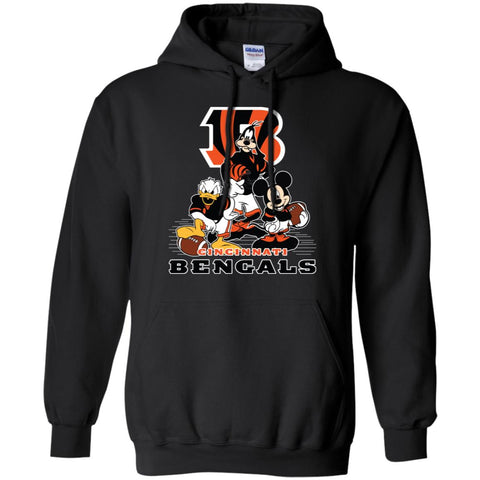 Mickey Mouse Cincinnati Bengals American Football Nfl Sports Shirt Pullover Hoodie Sweatshirt Black / S Pullover Hoodie Sweatshirt - parenttees