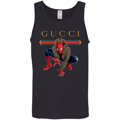 Spider Man Gucci Funny  Trend T- Shirt Men Cotton Tank Black / X-Small Men Cotton Tank - parenttees