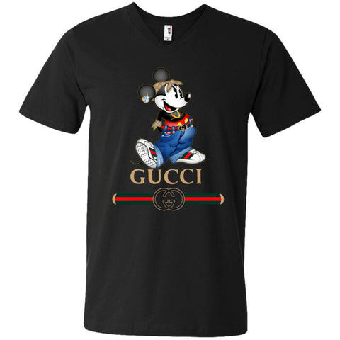 Gucci T-shirt Mouse Mickey Cartoon T-shirt Men V-Neck T-Shirt Black / S Men V-Neck T-Shirt - parenttees