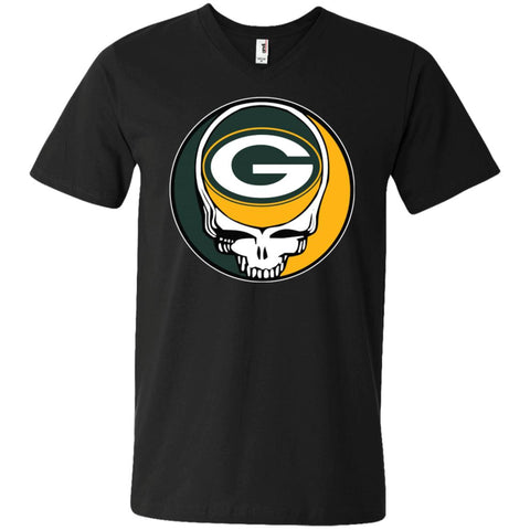 Green Bay Packer Grateful Dead Steal Your Face Football Nfl Shirts Men V-Neck T-Shirt Black / S Men V-Neck T-Shirt - parenttees