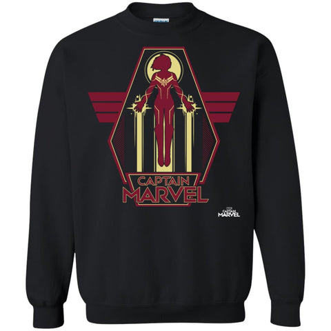 Captain Marvel Red Yellow Flight Powers Crewneck Pullover Sweatshirt Black / S Crewneck Pullover Sweatshirt - parenttees