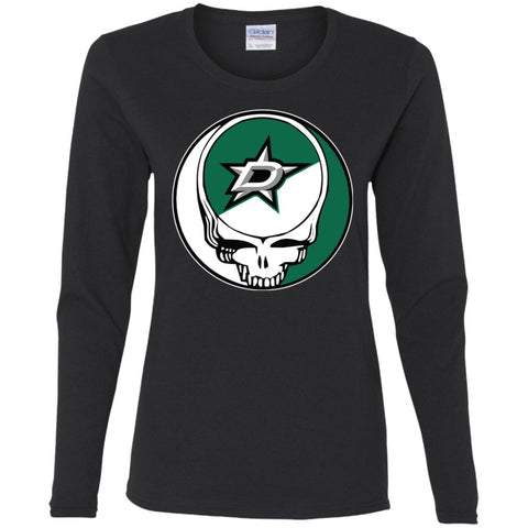 Dallas Stars Grateful Dead Steal Your Face Hockey Nhl Shirts Women Long Sleeve Shirt Black / S Women Long Sleeve Shirt - parenttees