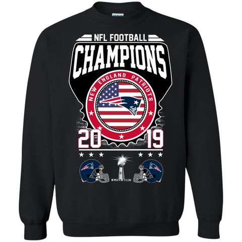 Nfl – Football Champions New England Patriots Super Bowl 2019 Crewneck Pullover Sweatshirt Black / S Crewneck Pullover Sweatshirt - parenttees