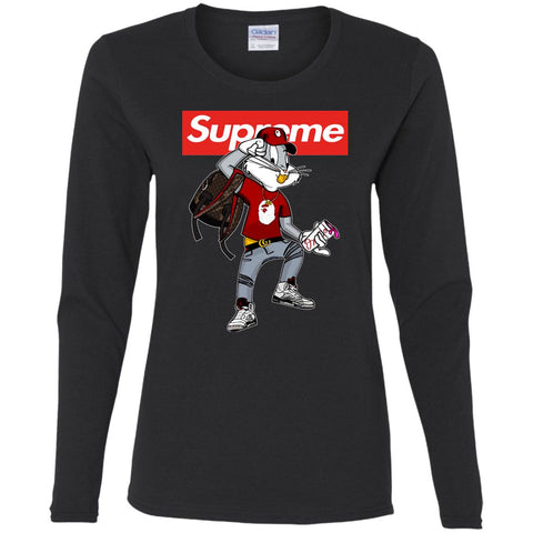 Supreme Rabbit Shirt Women Long Sleeve Shirt Black / S Women Long Sleeve Shirt - parenttees