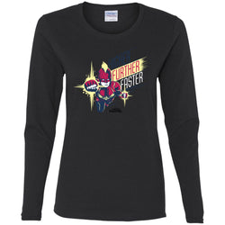 Captain Marvel Higher Further Faster Drawn Women Long Sleeve Shirt