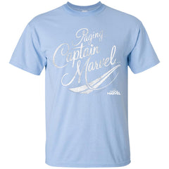 Captain Marvel Paging Distressed Cursive Men Cotton T-Shirt Men Cotton T-Shirt - parenttees