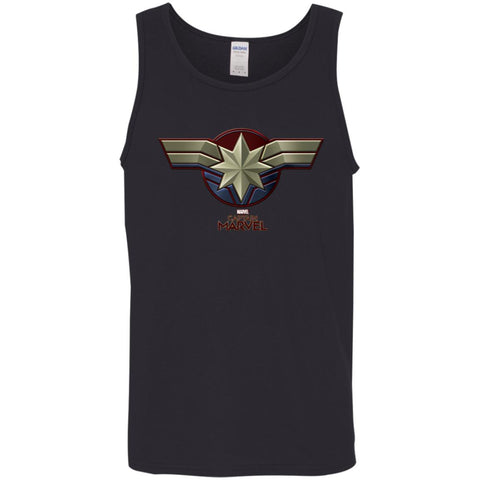 Marvel Captain Marvel Movie Chest Symbol Men Cotton Tank Black / X-Small Men Cotton Tank - parenttees