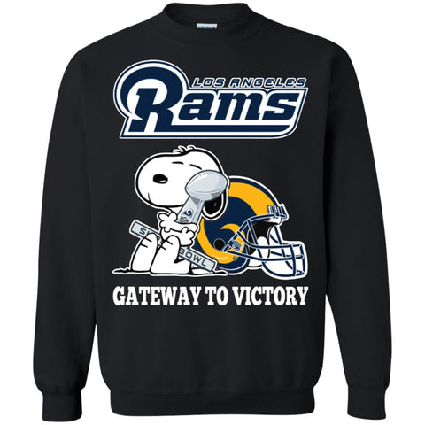 Los Angeles Rams Gateway To Victory Super Bowl 2019 Snoopy Football Nfl Crewneck Pullover Sweatshirt Black / S Crewneck Pullover Sweatshirt - parenttees