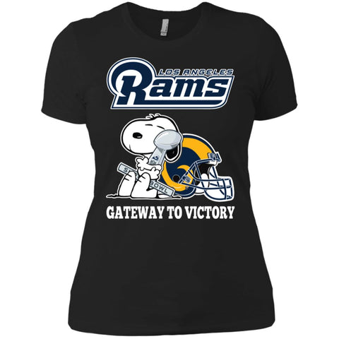 Los Angeles Rams Gateway To Victory Super Bowl 2019 Snoopy Football Nfl Women Cotton T-Shirt Black / X-Small Women Cotton T-Shirt - parenttees