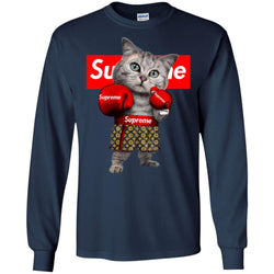 Supreme Boxing Cat Best Funny T-shirt Men Long Sleeve Shirt