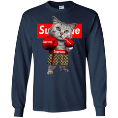 Supreme Boxing Cat Best Funny T-shirt Men Long Sleeve Shirt Men Long Sleeve Shirt - parenttees