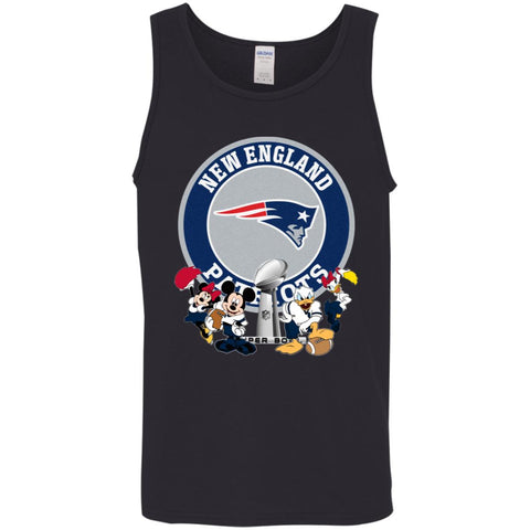 Nfl – New England Patriots Super Bowl 2019 Mickey Mouse Minnie Mouse Donald Duck Daisy Duck Football Men Cotton Tank Black / X-Small Men Cotton Tank - parenttees