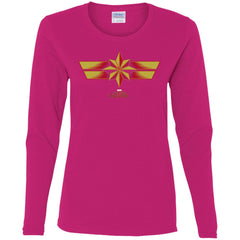 Marvel Captain Marvel Retro Red Yellow Logo Women Long Sleeve Shirt Women Long Sleeve Shirt - parenttees