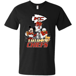 Nfl – Kansas City Chiefs Donald Duck Goofy Mickey Mouse Super Bowl 2019 Football Men V-Neck T-Shirt