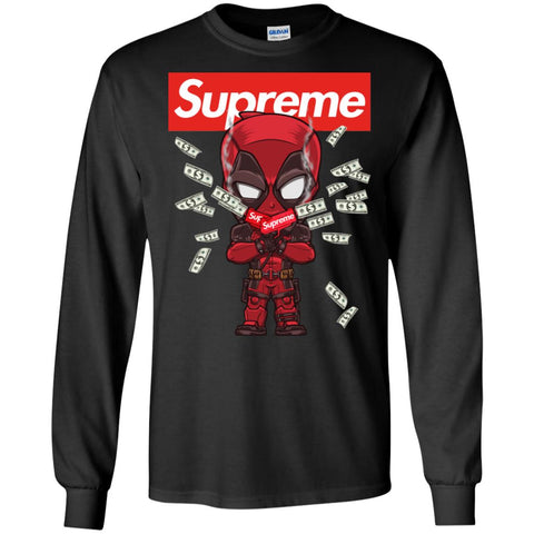 Supreme Deadpool Funny T-shirt Men Long Sleeve Shirt Black / S Men Long Sleeve Shirt - parenttees