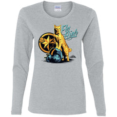 Captain Marvel Symbol Goose Fly High Women Long Sleeve Shirt Women Long Sleeve Shirt - parenttees