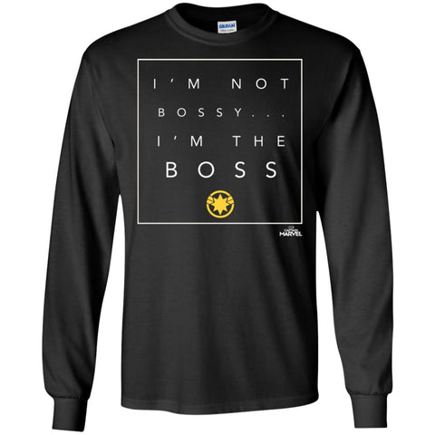 Captain Marvel Not Bossy I'm The Boss Men Long Sleeve Shirt Black / S Men Long Sleeve Shirt - parenttees