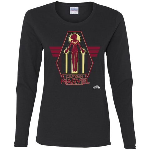 Captain Marvel Red Yellow Flight Powers Women Long Sleeve Shirt Black / S Women Long Sleeve Shirt - parenttees