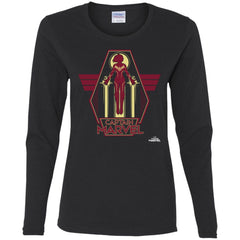 Captain Marvel Red Yellow Flight Powers Women Long Sleeve Shirt Women Long Sleeve Shirt - parenttees