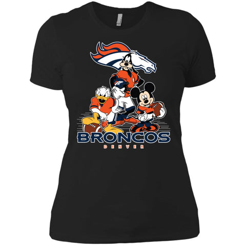 Mickey Mouse Denver Broncos American Football Nfl Sports Shirt Women Cotton T-Shirt Black / X-Small Women Cotton T-Shirt - parenttees