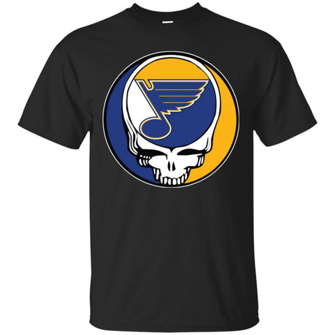 St Louis Blues Grateful Dead Steal Your Face Hockey Nhl Shirts Men Cotton T-Shirt Black / S Men Cotton T-Shirt - parenttees