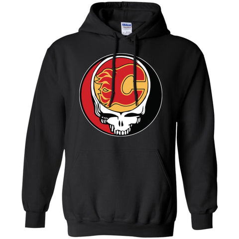 Calgary Flames Grateful Dead Steal Your Face Hockey Nhl Shirts Pullover Hoodie Sweatshirt Black / S Pullover Hoodie Sweatshirt - parenttees