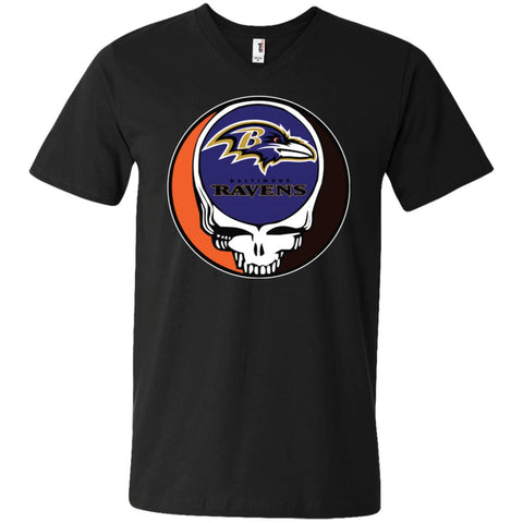 Baltimore Ravens Grateful Dead Steal Your Face Football Nfl Shirts Men V-Neck T-Shirt Black / S Men V-Neck T-Shirt - parenttees