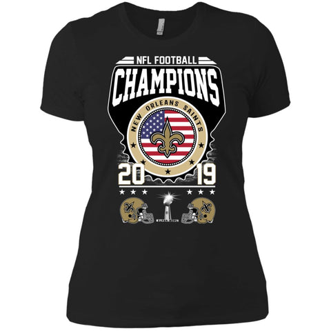 Nfl – Football Champions New Orleans Saints Super Bowl 2019 Women Cotton T-Shirt Black / X-Small Women Cotton T-Shirt - parenttees