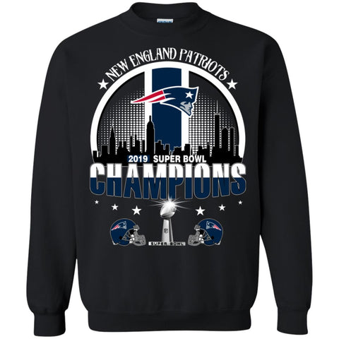 Nfl – New England Patriots 2019 Super Bowl Champions Football Crewneck Pullover Sweatshirt Black / S Crewneck Pullover Sweatshirt - parenttees