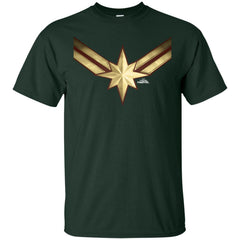 Captain Marvel Gleaming Chest Logo Men Cotton T-Shirt Men Cotton T-Shirt - parenttees