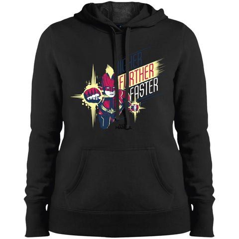 Captain Marvel Higher Further Faster Drawn Women Hooded Sweatshirt Black / X-Small Women Hooded Sweatshirt - parenttees