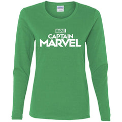 Marvel Captain Marvel Movie Logo White Women Long Sleeve Shirt Women Long Sleeve Shirt - parenttees