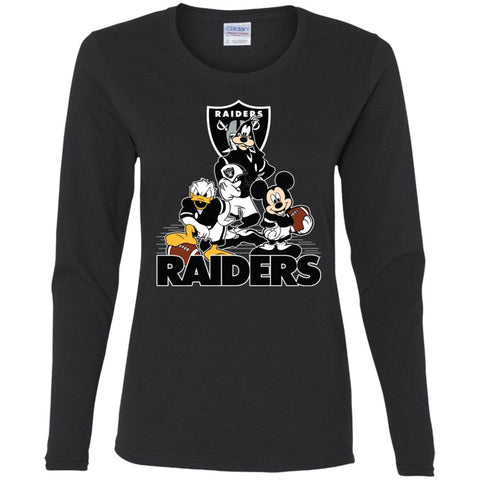 Mickey Mouse Oakland Raiders American Football Nfl Sports Shirt Women Long Sleeve Shirt Black / S Women Long Sleeve Shirt - parenttees