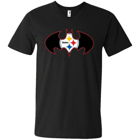 We Are The Pittsburgh Steelers Batman Nfl Mashup Men V-Neck T-Shirt Black / S Men V-Neck T-Shirt - parenttees