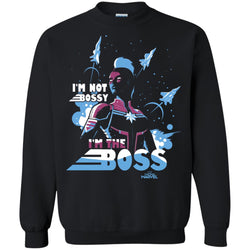 Captain Marvel I'm The Boss Space Blue Red Crewneck Pullover Sweatshirt