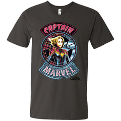 Captain Marvel Stitched Patched Portrait Men V-Neck T-Shirt Men V-Neck T-Shirt - parenttees