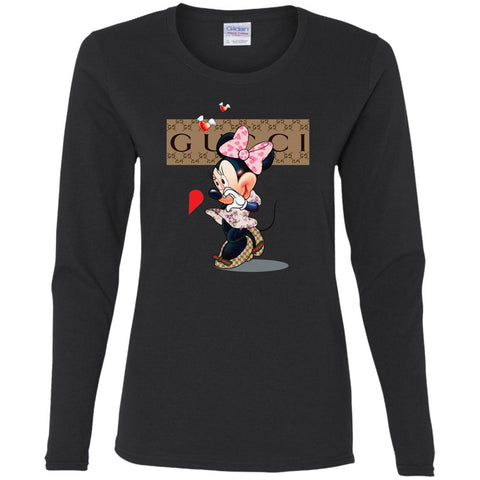 Minnie Mouse Love Couple T-shirt Valentine's Day T-shirt Women Long Sleeve Shirt Black / S Women Long Sleeve Shirt - parenttees