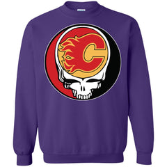 Calgary Flames Grateful Dead Steal Your Face Hockey Nhl Shirts Crewneck Pullover Sweatshirt Crewneck Pullover Sweatshirt - parenttees