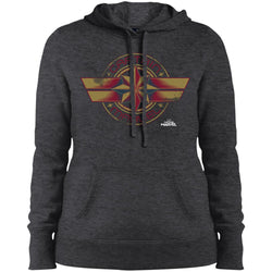 Captain Marvel Color Fade Circle Logo Badge Women Hooded Sweatshirt