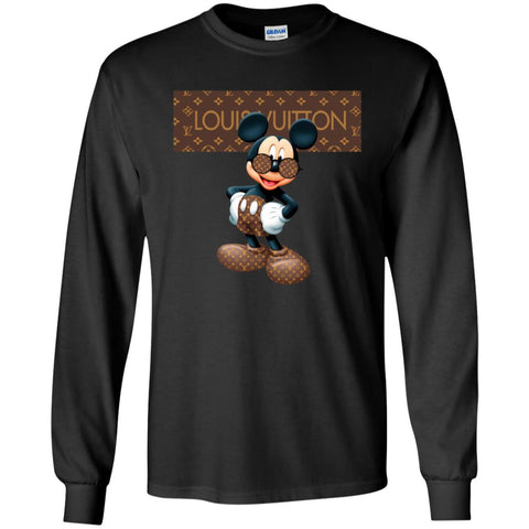 Best Louis Vuitton Mickey Mouse Shirt Men Long Sleeve Shirt Black / S Men Long Sleeve Shirt - parenttees