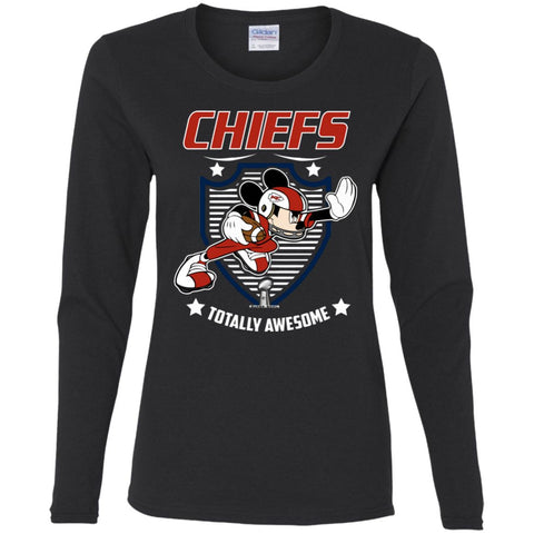 Nfl – Kansas City Chiefs Totally Awesome Mickey Mouse Super Bowl 2019 Football Women Long Sleeve Shirt Black / S Women Long Sleeve Shirt - parenttees