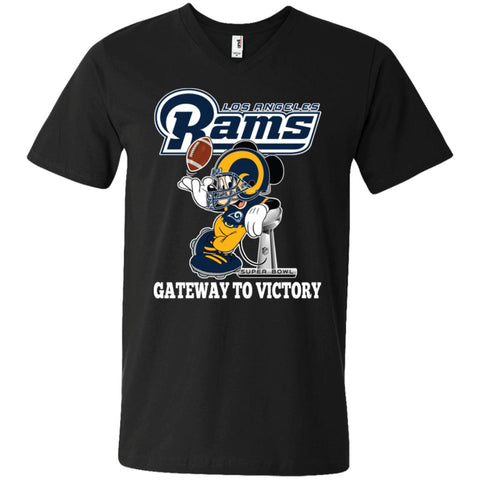 Los Angeles Rams Gateway To Victory Super Bowl 2019 Mickey Mouse Football Nfl Men V-Neck T-Shirt Black / S Men V-Neck T-Shirt - parenttees